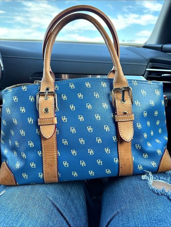 Dooney & Bourke Handbags - Dooney & Bourke Monogram Tote in Blue & Brown